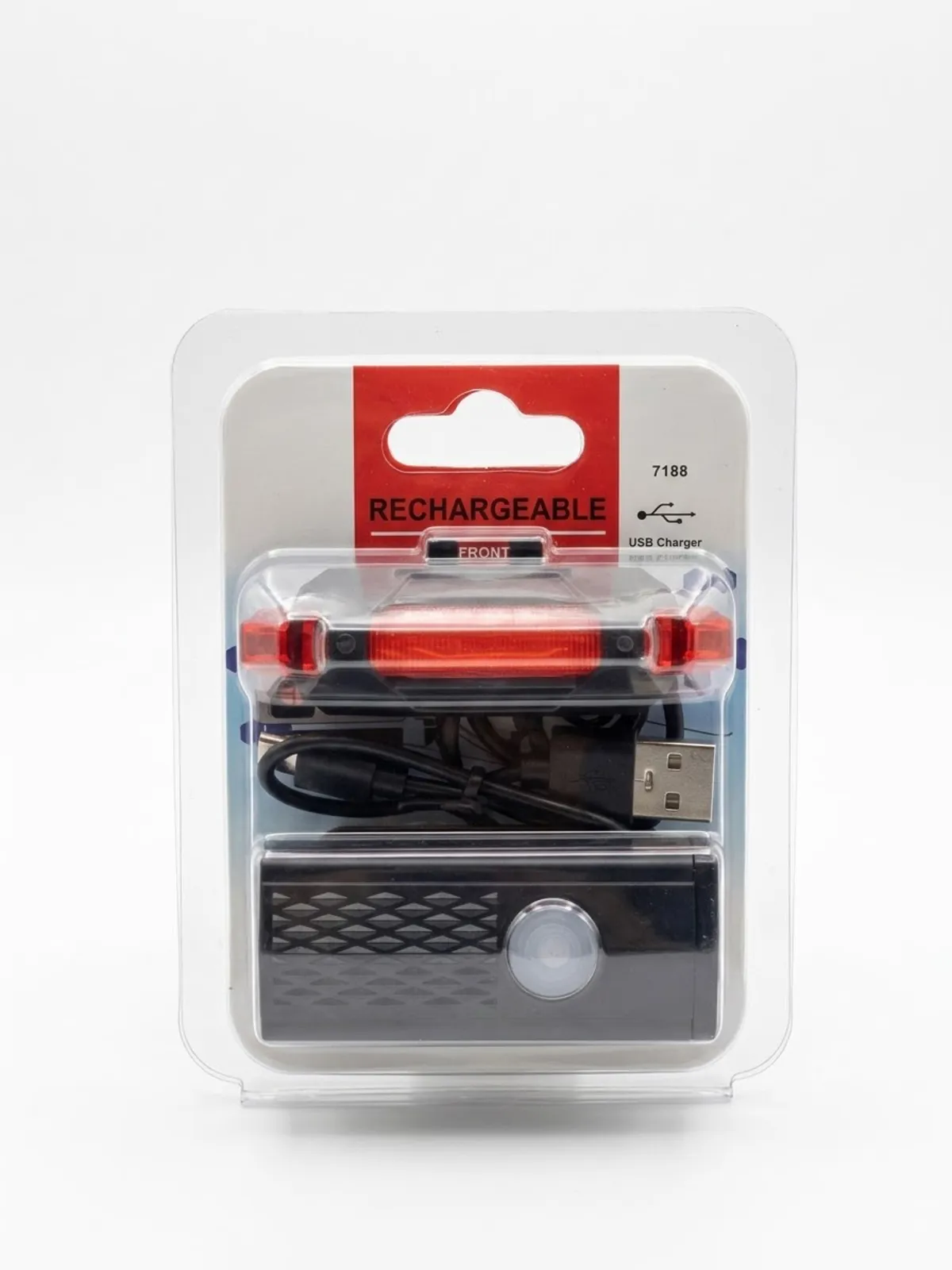 طقم أضواء دراجة هوائية (أمامية وخلفية) قابل للشحن USB