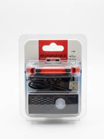 طقم أضواء دراجة هوائية (أمامية وخلفية) قابل للشحن USB